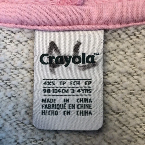 2 Piece Pink Gray Fleece Hoodie Zip Jacket  & Pants Set Crayola Little Girl's 4 - Picture 4 of 15